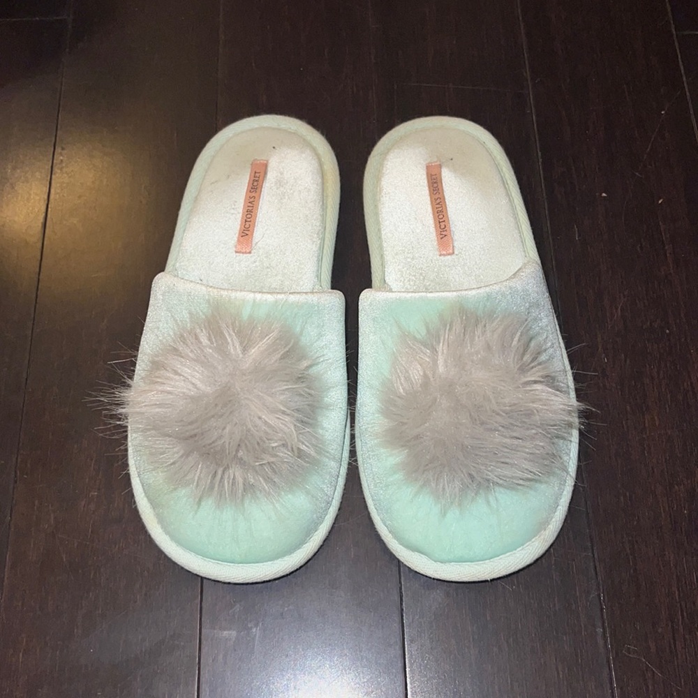 Victoria Secret velvet & pom slippers